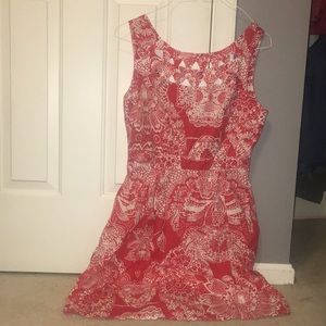 Orange and White Floral Dress